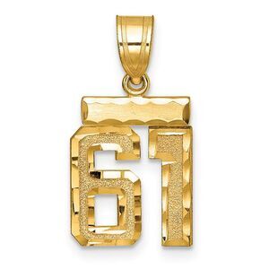 14k Yellow Gold, Varsity Collection, Small D/C Pendant Number 61